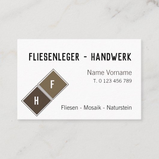 Fliesenleger Handwerk Visitenkarte (Vorderseite)