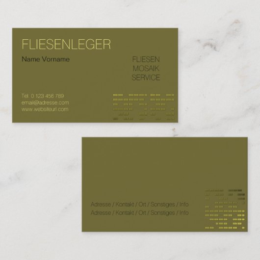 fliesenleger handwerker visitenkarte (Vorne/Hinten)