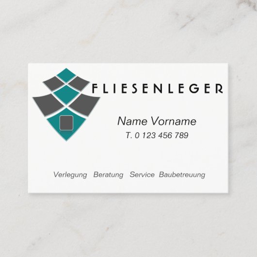 Fliesenleger - Handwerker Visitenkarte (Vorderseite)