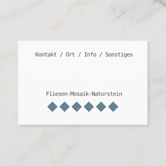 Fliesenleger Handwerker Visitenkarte (Rückseite)
