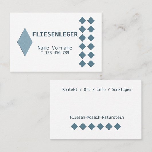 Fliesenleger Handwerker Visitenkarte (Vorne/Hinten)