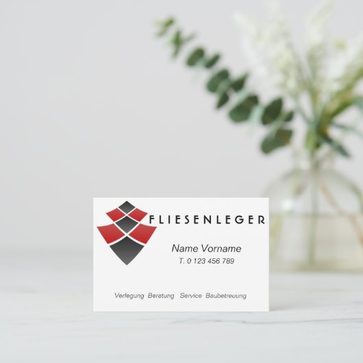 Fliesenleger - Handwerker Visitenkarte (Stehend Vorderseite)