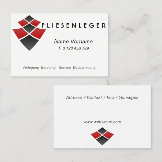Fliesenleger - Handwerker Visitenkarte (Vorne/Hinten)