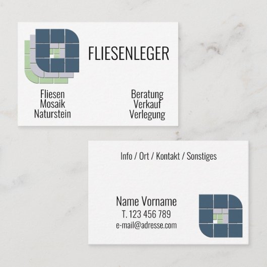 Fliesenleger Visitenkarte (Vorne/Hinten)