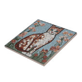 Fliesenmosaikkatze im Blumengarten Fliese (Seite)