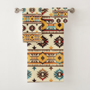 Fliesenmuster aus coolem Western Badhandtuch Set