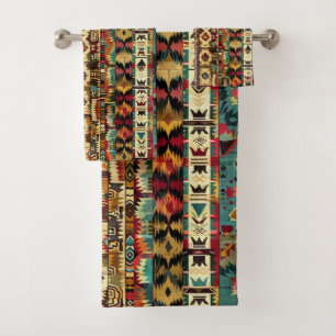 Fliesenmuster aus coolem Western Badhandtuch Set