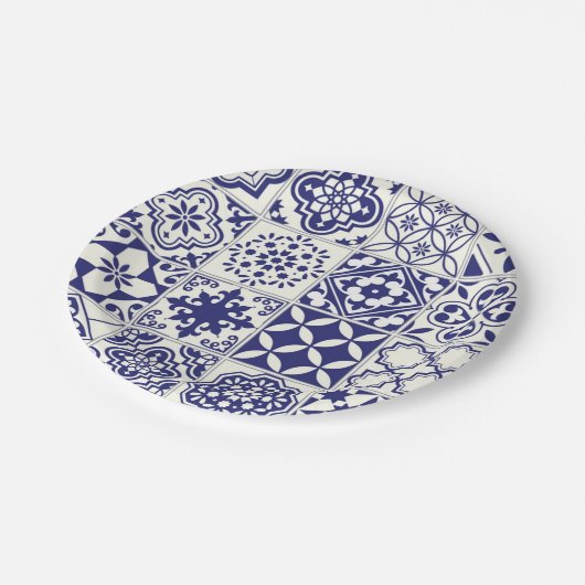 Fliesenmuster für Keramiken Pappteller (Schrägansicht)