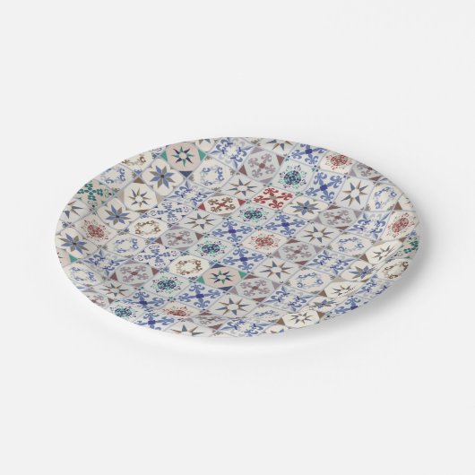 Fliesenmuster für Keramiken Pappteller (Schrägansicht)