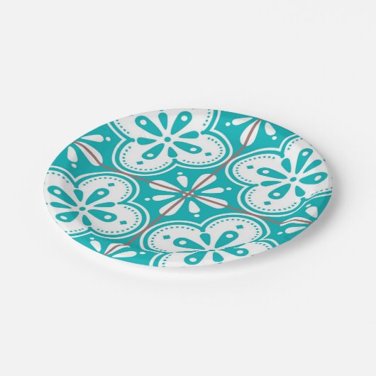 Fliesenmuster für Keramiken Pappteller (Schrägansicht)