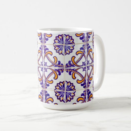 Fliesenmusternahaufnahme, Portugal Kaffeetasse (VorderseiteRechts)
