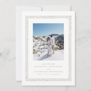 Fliesenrahmen einfache beige Destination Hochzeit Save The Date