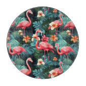 Fliesenrosa Flamingo Strandhaus Schneidebrett (Vorderseite)