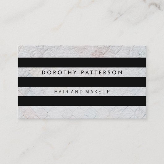 Fliesenweißmuster / Schwarze Streifen modern Visitenkarte (Vorderseite)