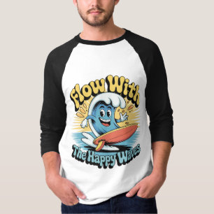 Fließ mit den glücklichen Wellen Surf Style Herren T-Shirt