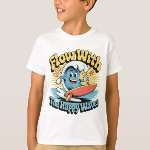 Fließe mit den glücklichen Wellen Kinder-Surf-Shir T-Shirt