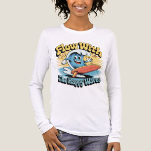 Fließen Sie Mit Den Glücklichen Wellen Retro Surf Tri-Blend Shirt