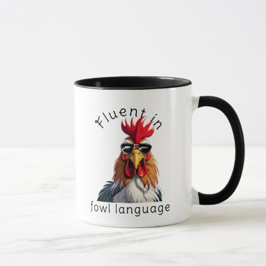 Fließend in Geflügelspräche Tasse - Lustiges Hahn (Rechts)