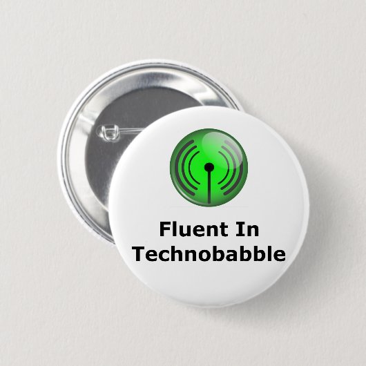 Fließend in Technobabble Button (Vorne & Hinten)