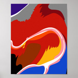 Fließende abstrakte Formen mit kräftigen Farben Poster