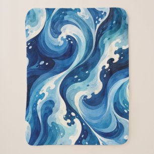 Fließende blaue Ozeanwellen Wasserfarbe Küstenkuns Sherpadecke