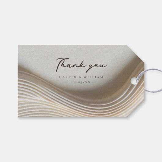 fließende Elfenbeinhochzeit danke Geschenkanhänger (Vorderseite (Horizontal))