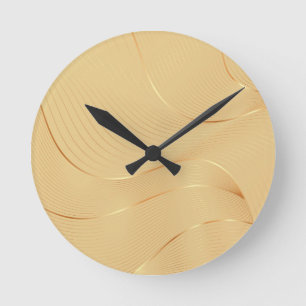 Fließende Goldlinien Luxus-Abstrakt Hintergrund Ku Runde Wanduhr