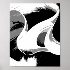 Fließende Kurven in Schwarz, Weiß und Grau Poster