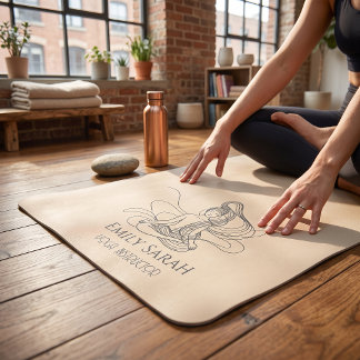 Fließende Linienkunst Meditierende Figur Yoga Yogamatte