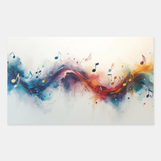 Fließende Musiknoten Kunst-Hintergründe & Wallpape Rechteckiger Aufkleber