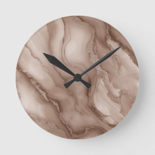 Fließendes Muster aus Marmor in erdigen Farben Runde Wanduhr