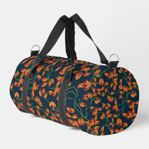 Fließendes orangefarbenes Blumenmuster Duffle Bag
