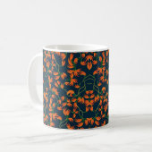 Fließendes oranges Blumendesign Kaffeetasse (Vorderseite Links)