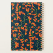 Fließendes oranges Blumendesign Planer (Rückseite)