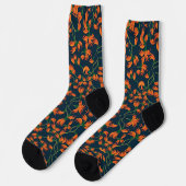 Fließendes oranges Blumendesign Socken (Linkes Detail)