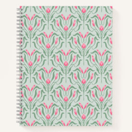Fließendes Rosa-Knospen-Spiralnotizbuch Notizblock