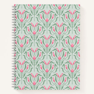 Fließendes Rosa-Knospen-Spiralnotizbuch Notizblock
