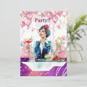 Flight attendant Birthday Party  Einladung (Stehend Vorderseite)