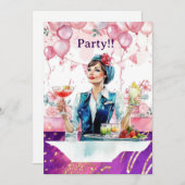 Flight attendant Birthday Party  Einladung (Vorne/Hinten)