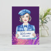 Flight attendant Birthday Party  Einladung (Stehend Vorderseite)