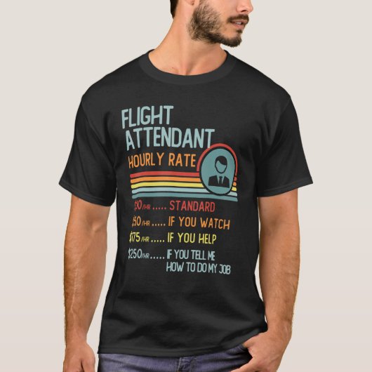 Flight Attendant Hourly Rate T-Shirt Retro Job Tit (Vorderseite)