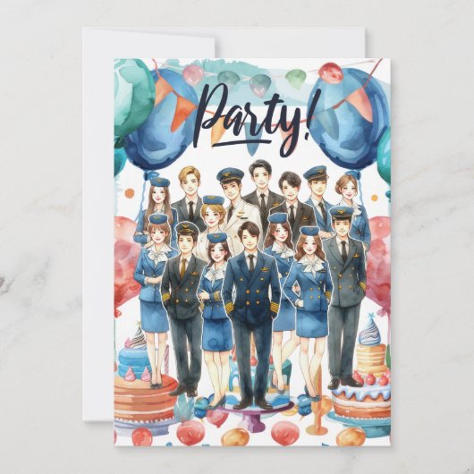 Flight attendants team Party  Einladung (Vorderseite)