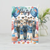 Flight attendants team Party  Einladung (Stehend Vorderseite)