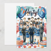 Flight attendants team Party  Einladung (Vorne/Hinten)