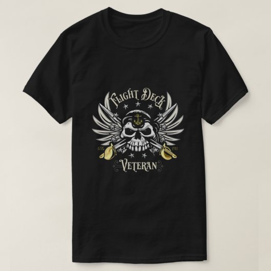 Flight Deck Veteran Skull Naval Aviation Design T-Shirt (Design vorne)