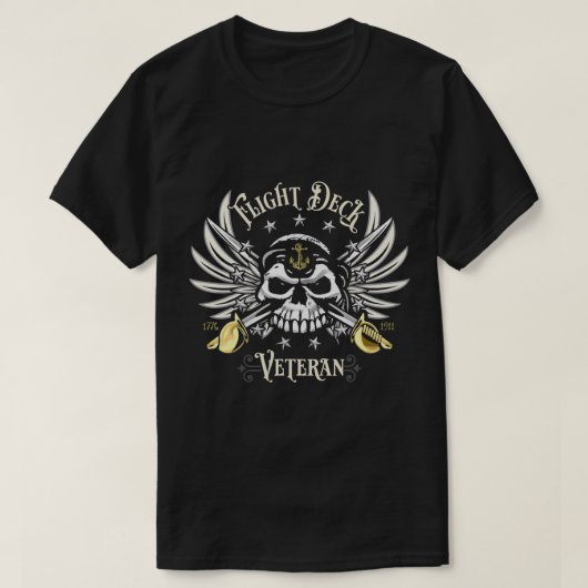 Flight Deck Veteran Skull Naval Aviation Design T- T-Shirt (Design vorne)