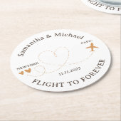 Flight forever Plane Travelling theme Wedding Runder Pappuntersetzer (Angewinkelt)