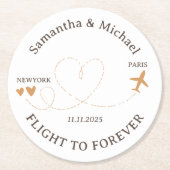 Flight forever Plane Travelling theme Wedding Runder Pappuntersetzer (Vorderseite)