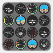 Flight Instruments Quadratischer Aufkleber (Vorderseite)