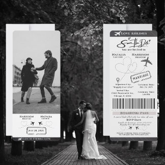 Flight mit Liebe: Boarding Pass Save the Date Einladung